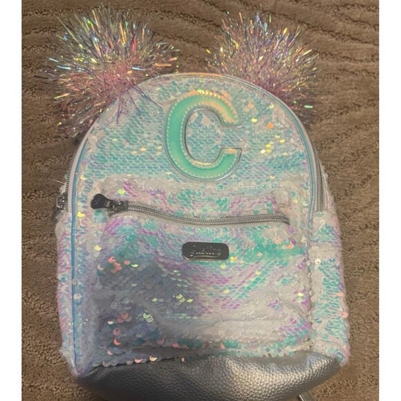 Justice Flip Sequin Pom Pom Mini Backpack Letter “C” - Picture 1 of 5